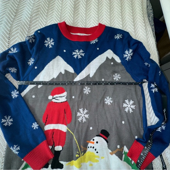 Men's Tipsy Elves Melting Snowman with Santa Sweater - Large - Picture 4 of 6